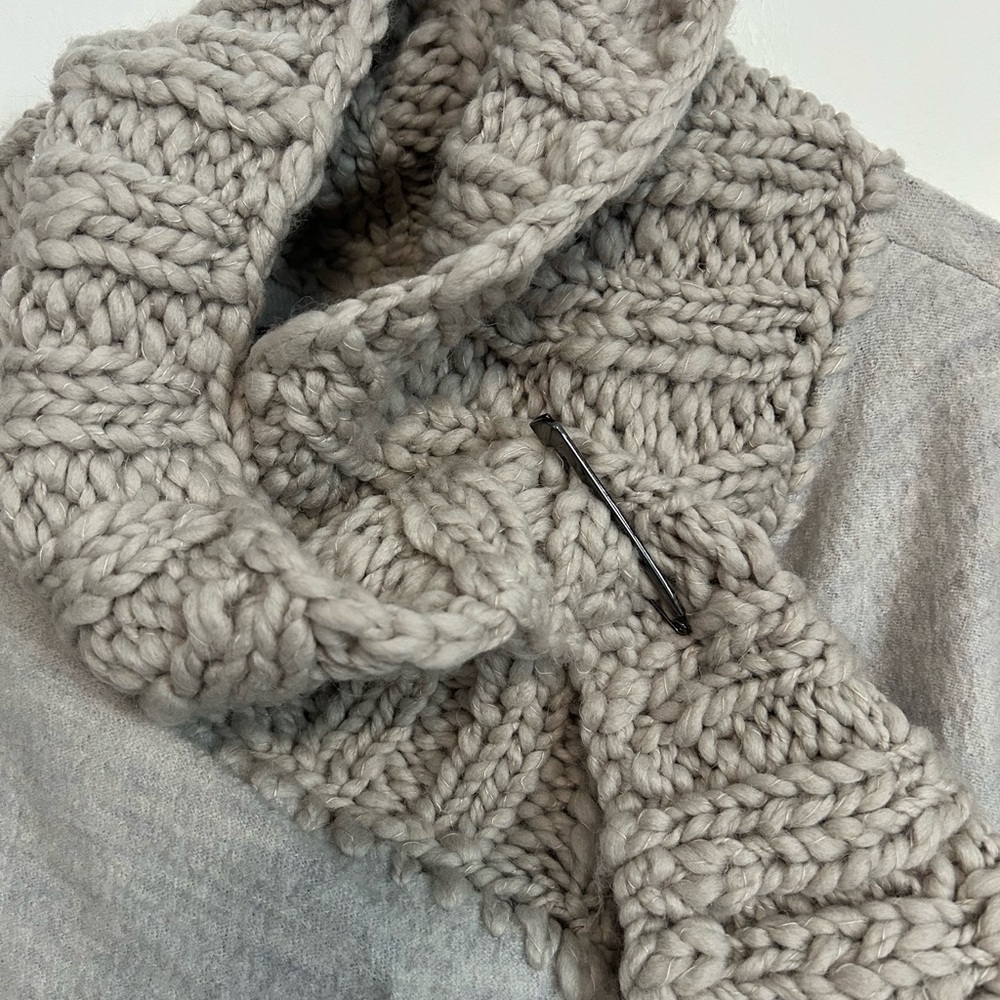 Tribal Light Gray Wool Asymmetric Turtleneck Sweater - Picture 3 of 9